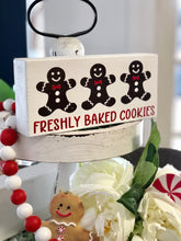 Load image into Gallery viewer, Gingerbread &#39;Freshly Baked Cookies&#39; Tiered Stand Sign
