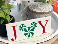'JOY' Peppermint Mickey Inspired Tree Sign