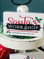 Santa's Workshop Tiered Stand Sign