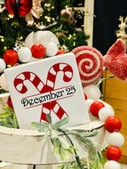 Candy Cane Themed December 25th Tiered Stand Sign